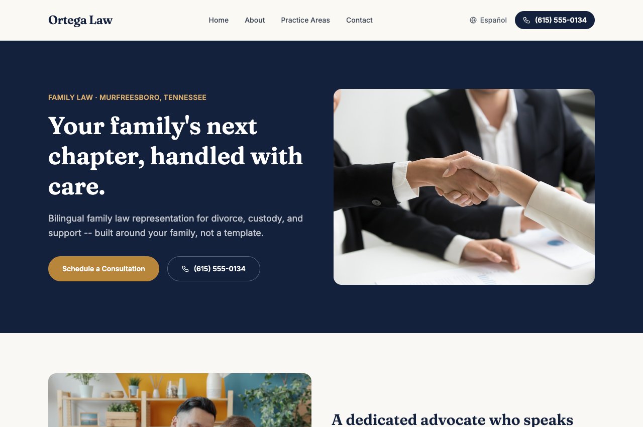 Ortega Law website preview