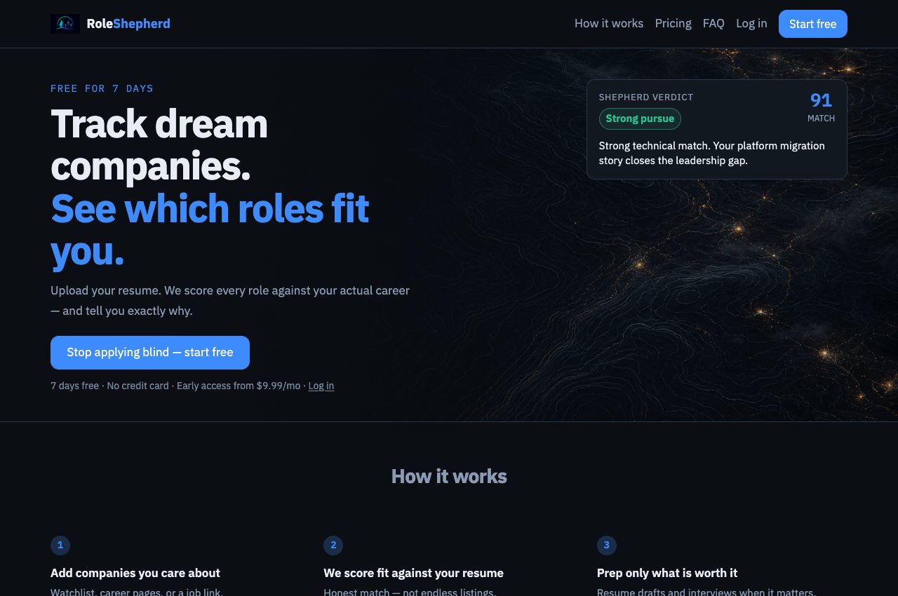 RoleShepherd website preview